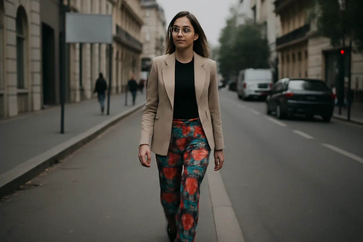 Pourquoi opter pour un pantalon imprimé en 2026 — Au-delà de l’effet mode, le pantalon imprimé fonctionne comme un outil de style : il permet d’introduire de la couleur et du relief sans empiler les couches. Bien choisi, il transforme un