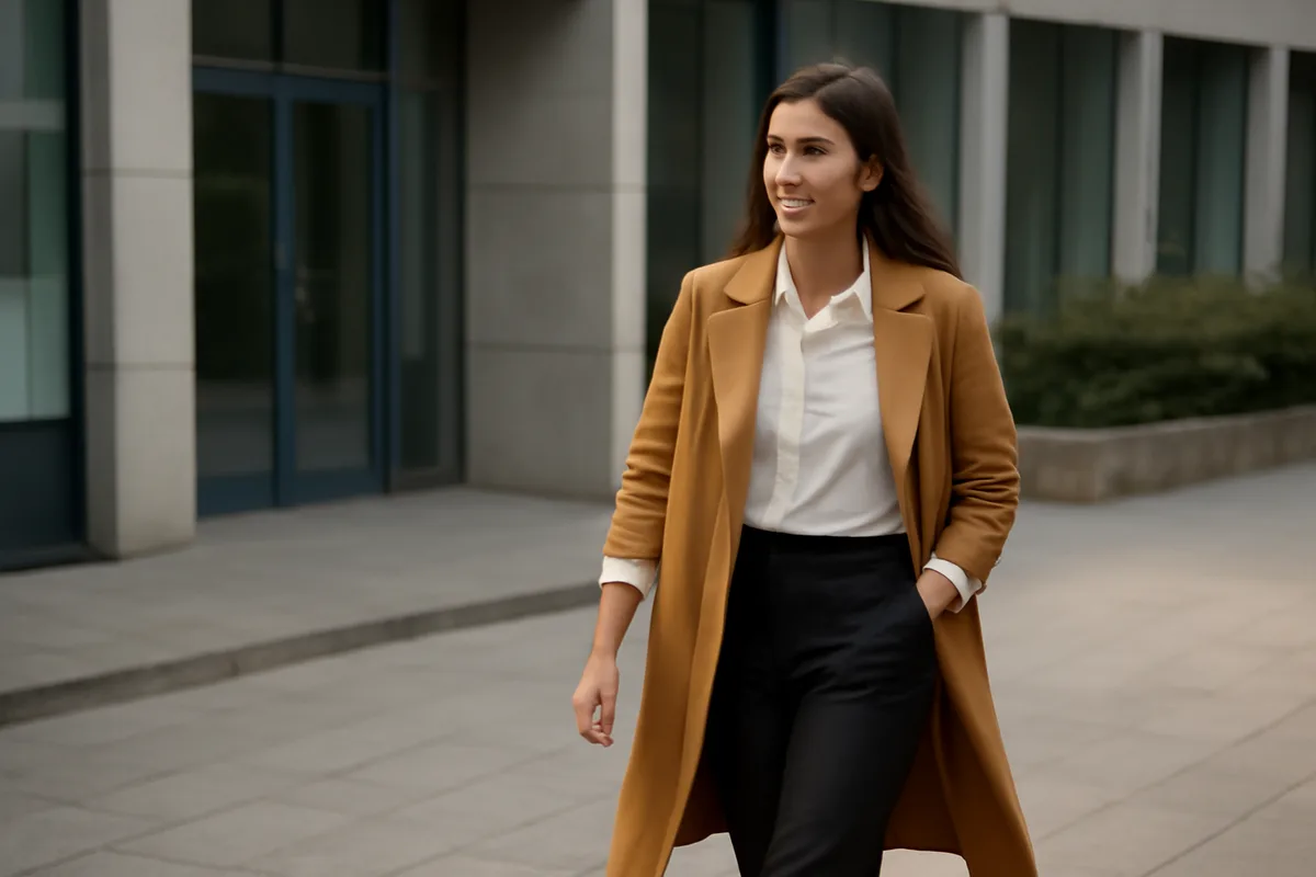 Pour le bureau — Associez un trench noir ou camel à une chemise soignée et un pantalon tailleur. Un détail simple, comme retrousser les manches, suffit souvent à rendre l'ensemble moins strict.