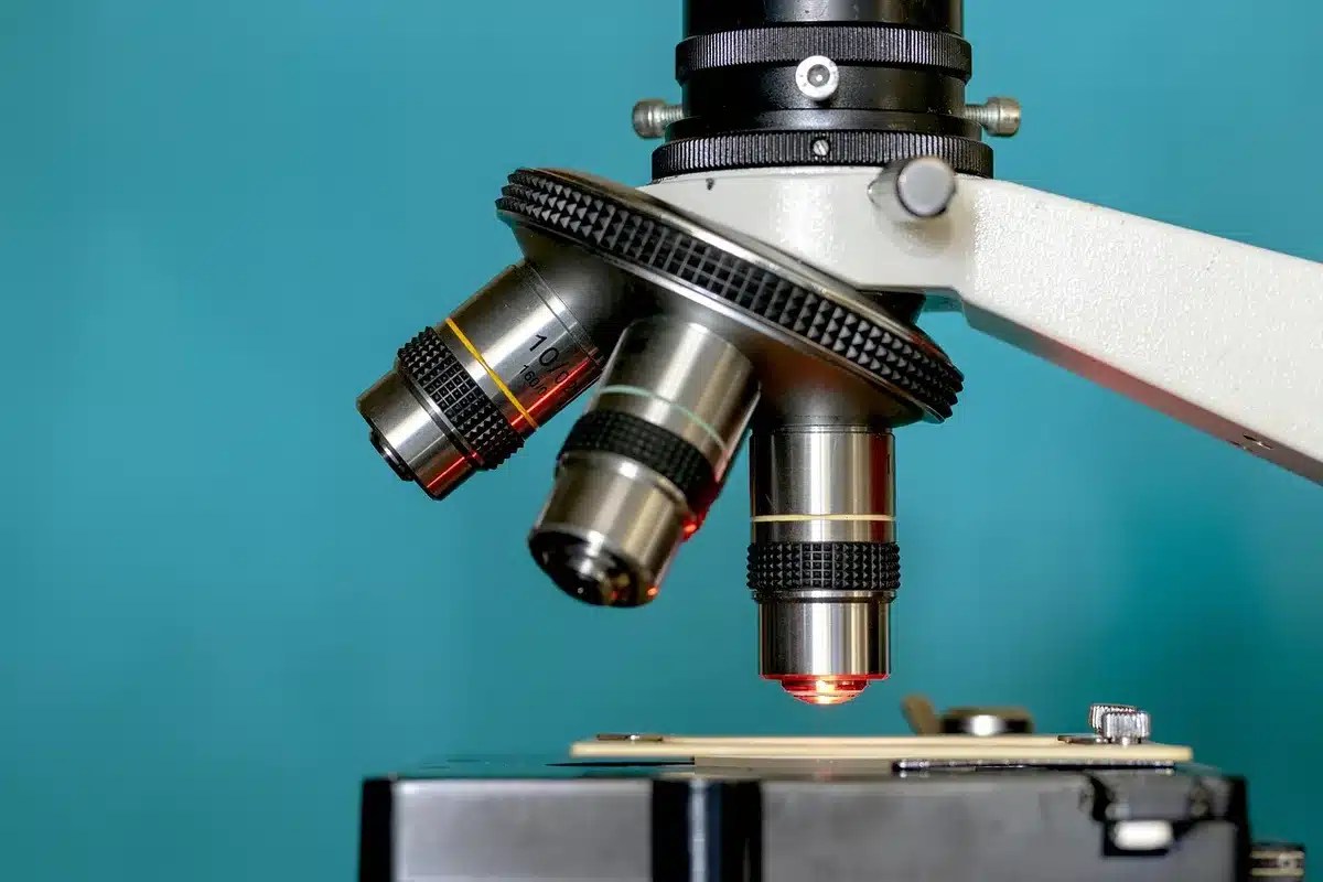 Échantillons fécaux et instruments de laboratoire analysés par des chercheurs