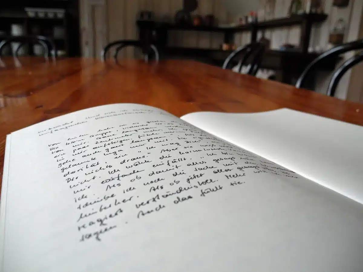 Personne faisant des exercices d'écriture dans un cahier à la maison